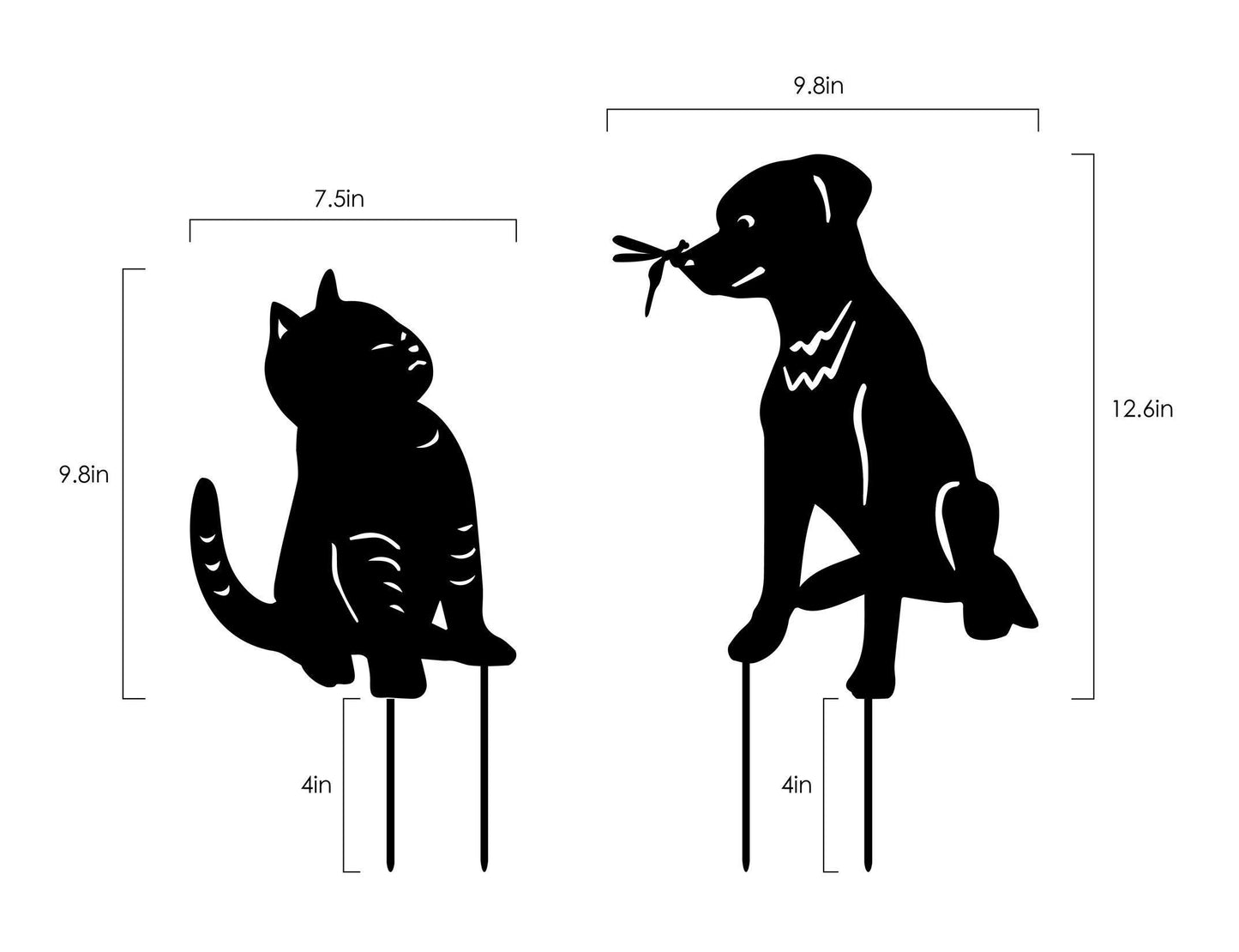 Metal Garden Stake Decoration - Cat & Dog - If you say i do