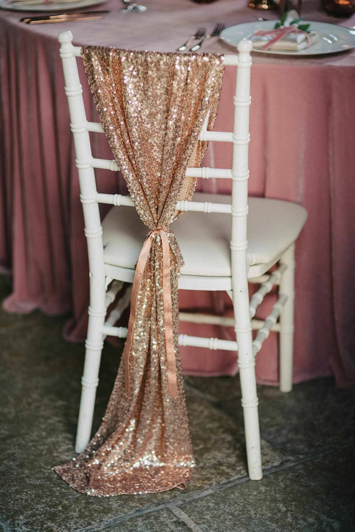 Sequin Chair Sashes Table Runners / Chair Bow Sashes for Wedding Event Party Ceremony Reception - If you say i do