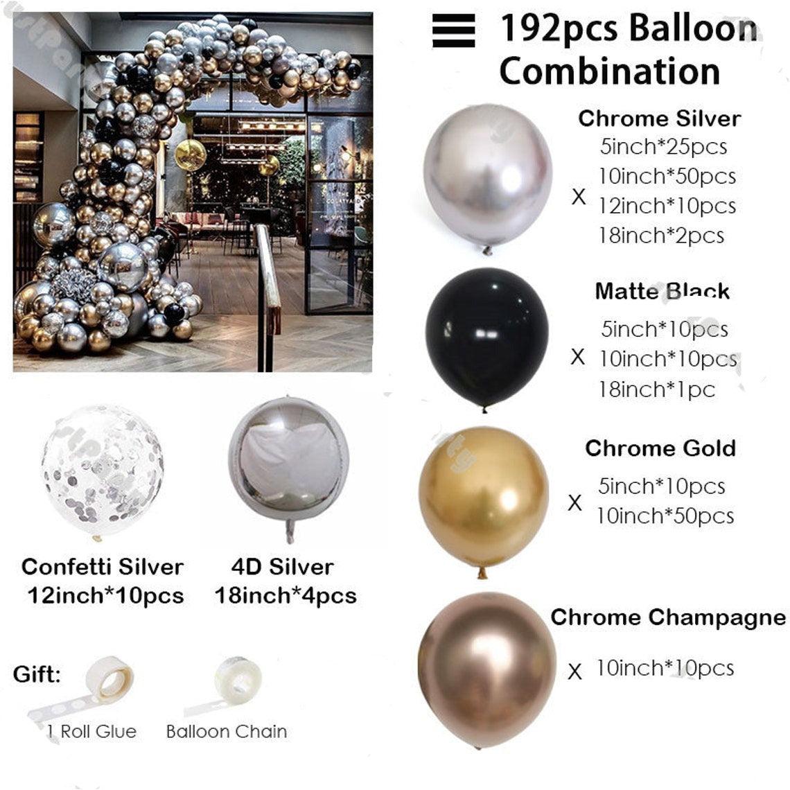 192pcs Chrome Silver Gold Champagne Matte Black Balloon Garland Arch Kit Wedding Supplies Birthday Party - If you say i do