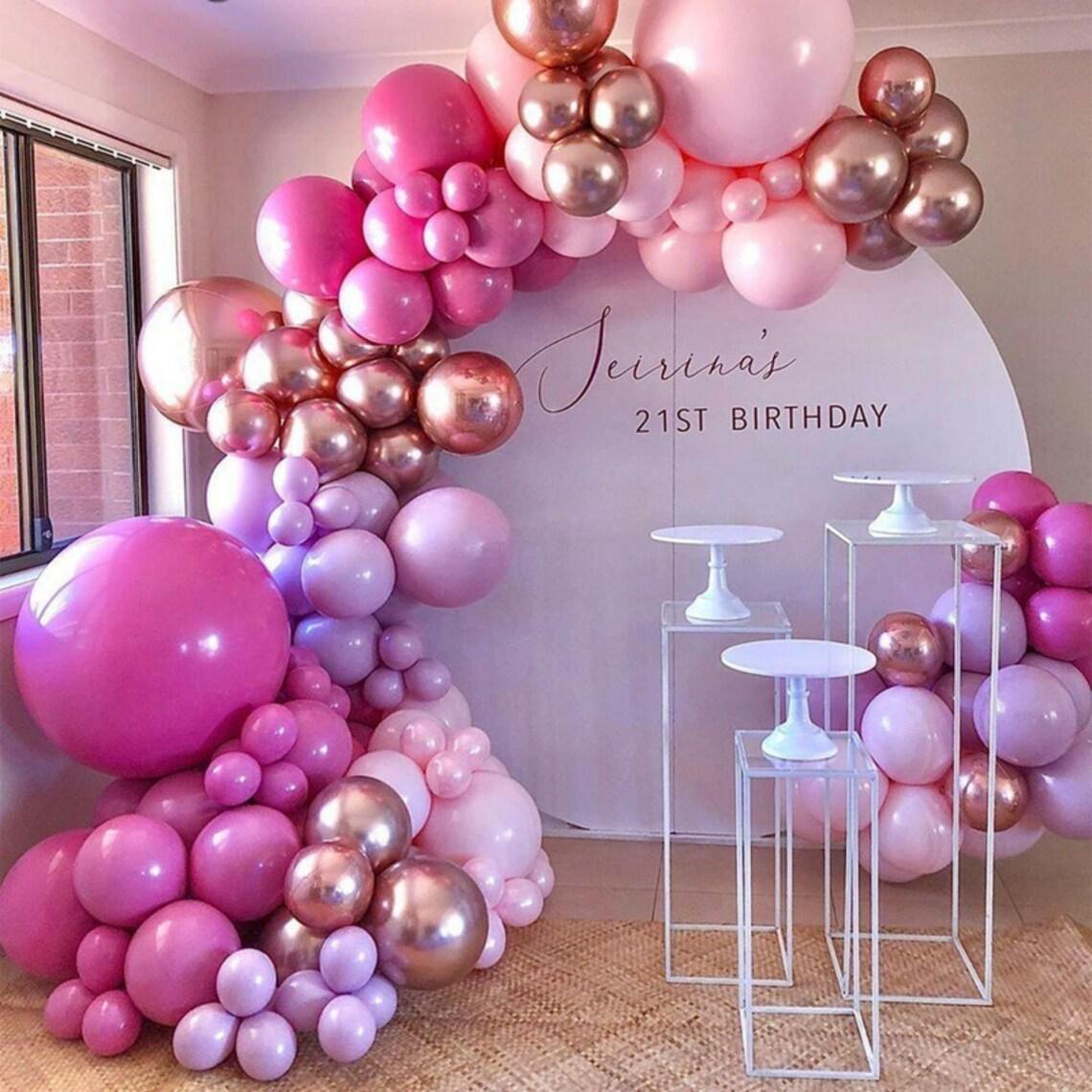 126PCS Hot Pink Balloon Garland Arch Kit Baby Pink Purple Chrome Rose Gold for Birthday Baby Shower Wedding Party Decoration - If you say i do