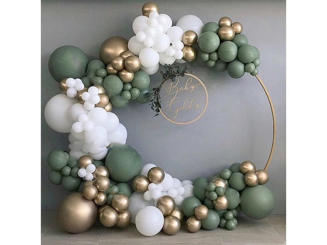 137pcs Sage Green Metallic Gold White Garland Arch Balloon Kite Birthday Party main image 1