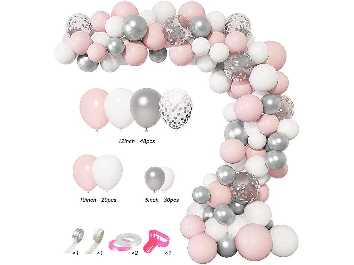 103Pcs Pink Silver Balloons Arch Garland Kit,Light Pink Silver White Confetti Balloons - If you say i do