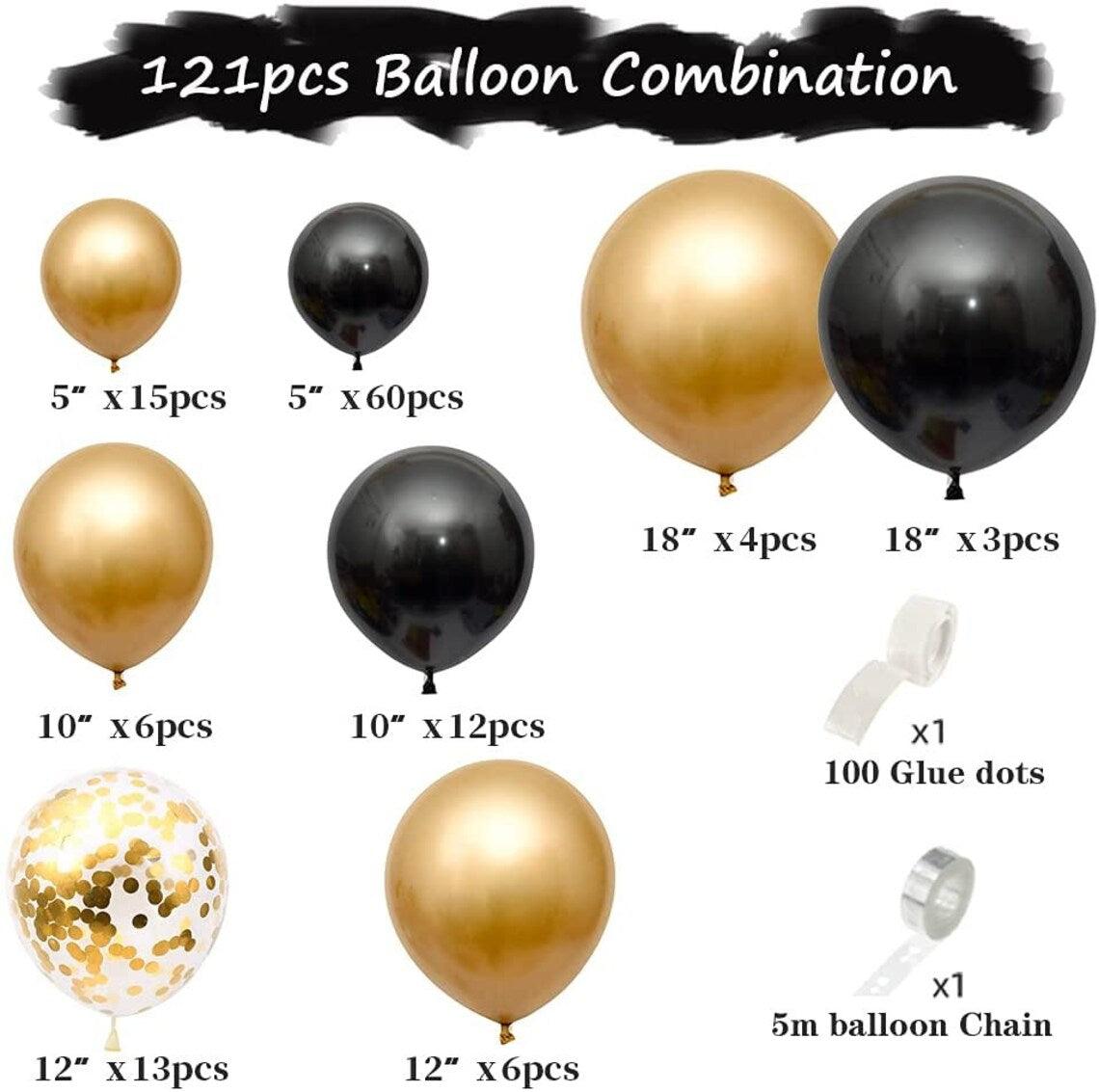 121PCS Gold Black Latex Balloon for Bridal Wedding Birthday Baby Shower Graduation Party Decor - If you say i do