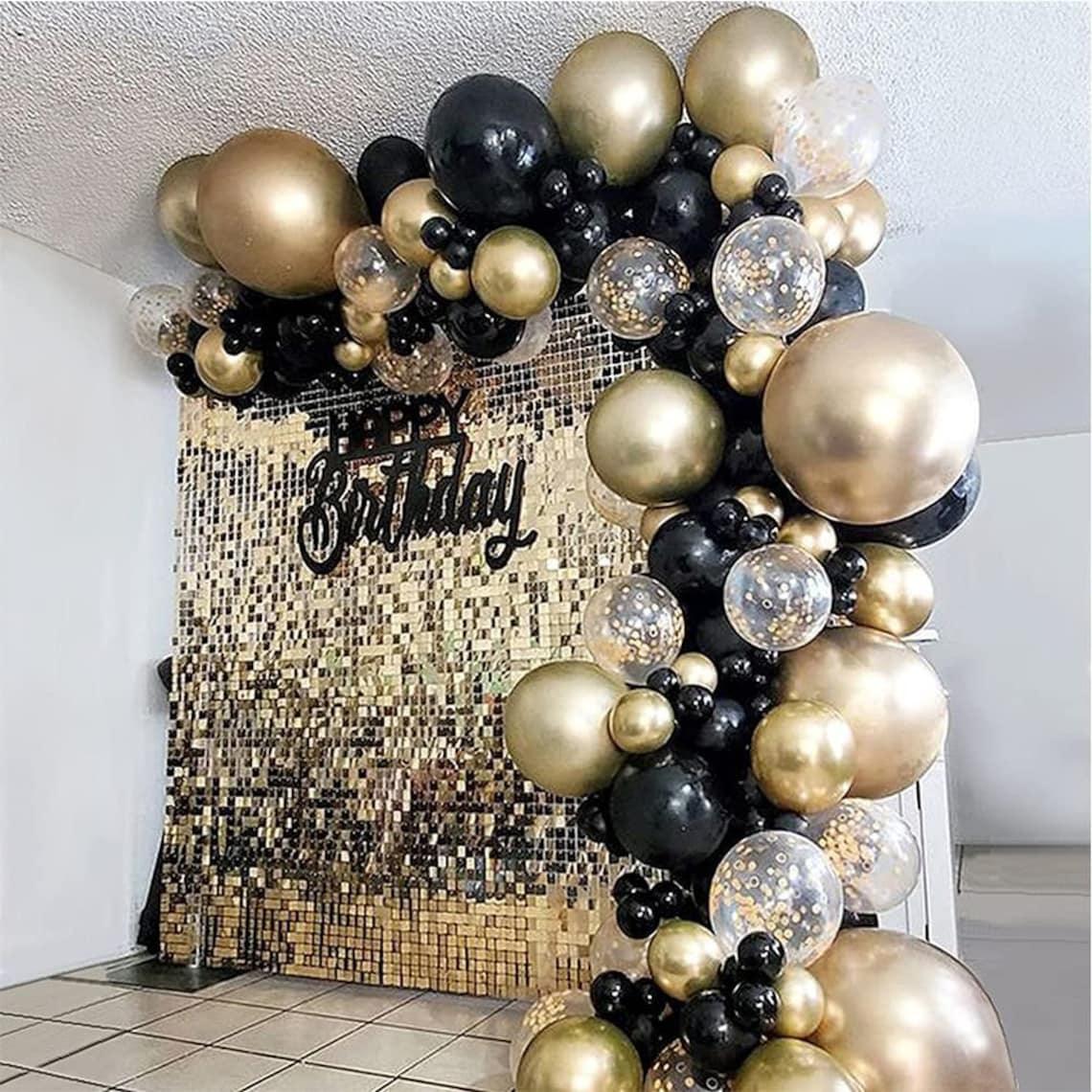 121PCS Gold Black Latex Balloon for Bridal Wedding Birthday Baby Shower Graduation Party Decor - If you say i do