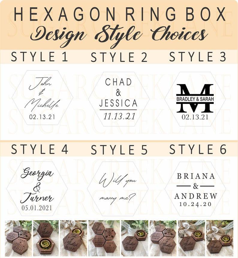 Custom Hexagon Ring Pillow Alternative, Wooden Ring Box, Proposal Ring Box, Engraved Hexagon Ring Bearer Box - If you say i do