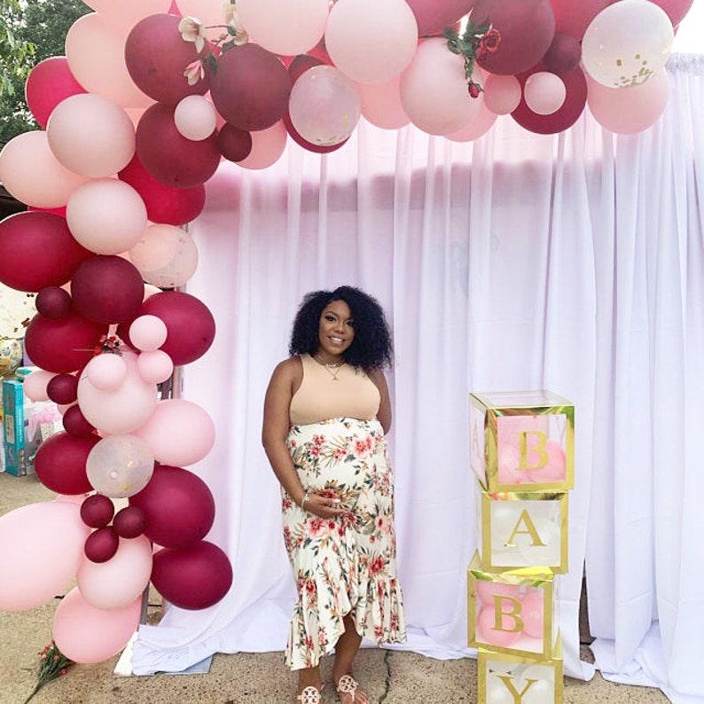 102Pcs Burgundy Pink Balloon Garland Kit-Burgundy Pink Gold Confetti Latex Balloons - If you say i do