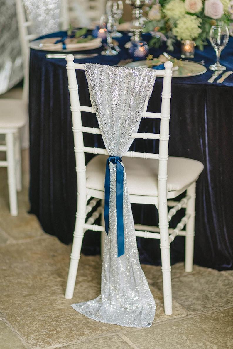 Sequin Chair Sashes Table Runners / Chair Bow Sashes for Wedding Event Party Ceremony Reception - If you say i do