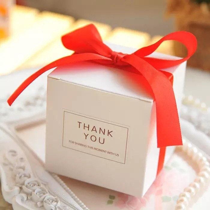 Pack of 100 Wedding White Favor Boxes with Stickers • Cookie Chocolate Macaroon Sweets Boxes - If you say i do