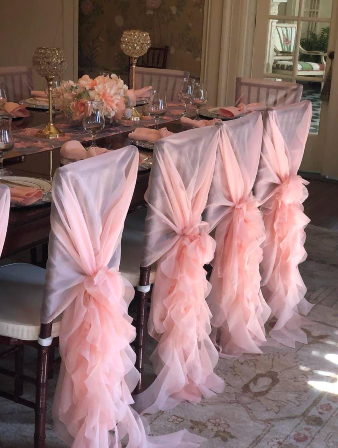 Chiffon Chair Sashes with a Bow Tie for Outdoor Indoor Wedding Receptions - If you say i do