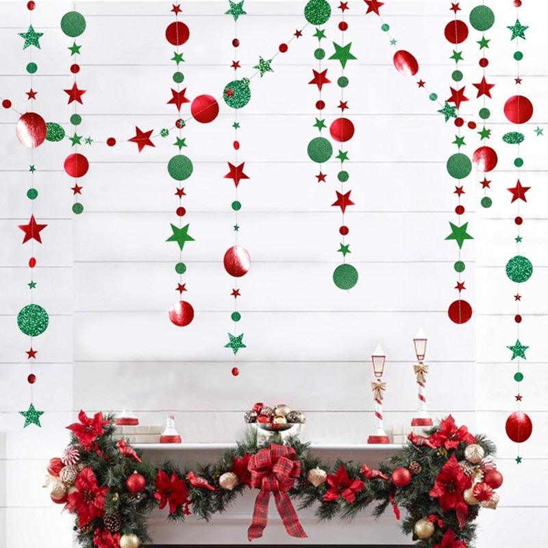 13 feet Glitter Star Round Paper Garland Christmas Banner Bunting Birthday Christmas Party Decorations - If you say i do