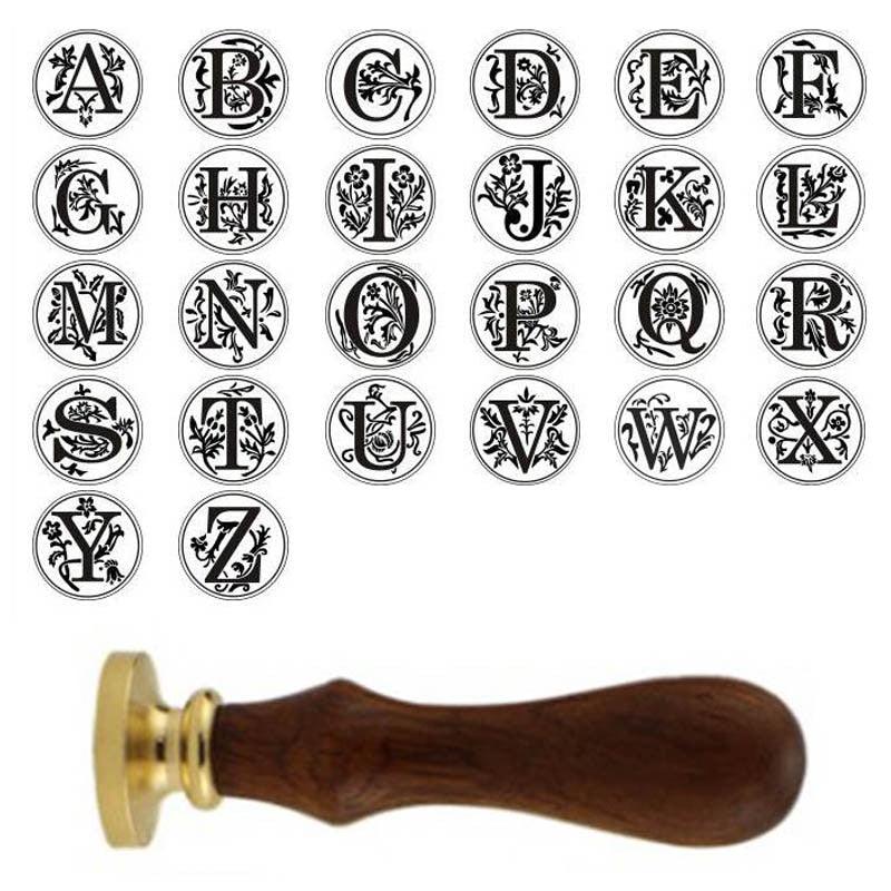 Retro 26 Letter A - Z Wax Seal Stamp Alphabet Letter Retro Wood Stamp Kits - If you say i do