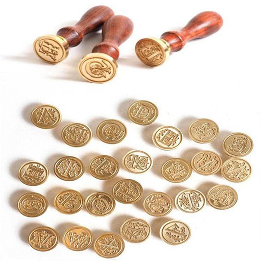 Retro 26 Letter A - Z Wax Seal Stamp Alphabet Letter Retro Wood Stamp Kits - If you say i do