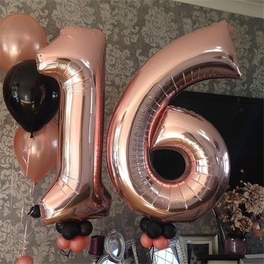 Birthday Number Balloons - Rose Gold, Gold, Silver, Ombre - 32 Inches/ 40 Inches - If you say i do