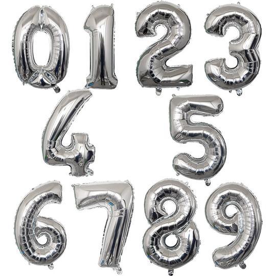 Black Gold Silver Theme Birthday Balloons 40inch Black Numbers