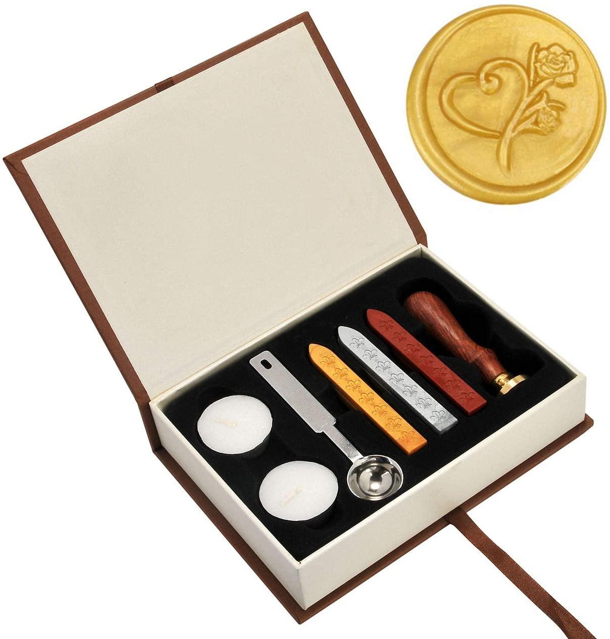 Beginner Wax Seal Stamp Kit, Classic Vintage Retro Seal Stamps Maker Gift Box Set - If you say i do