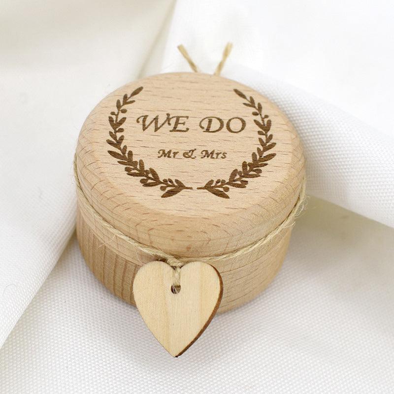 Rustic WE DO Wedding Ring Box Holder Wood Engagement Ring Box with Hemp Rope Heart Shape for Wedding - If you say i do