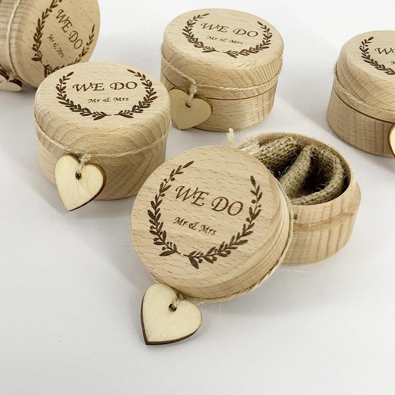 Rustic WE DO Wedding Ring Box Holder Wood Engagement Ring Box with Hemp Rope Heart Shape for Wedding - If you say i do