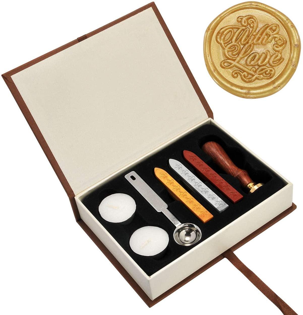 Beginner Wax Seal Stamp Kit, Classic Vintage Retro Seal Stamps Maker Gift Box Set - If you say i do