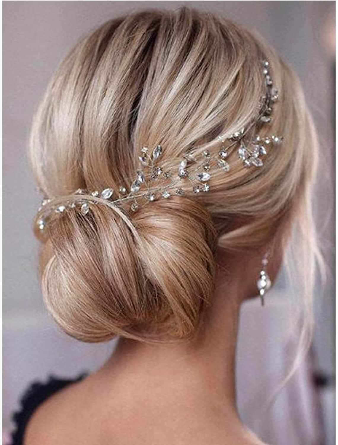Bride Rhinestone Hair Vine Bridal Silver Hair Piece Crystal Headband Hair Accessories for Women and Girls - If you say i do